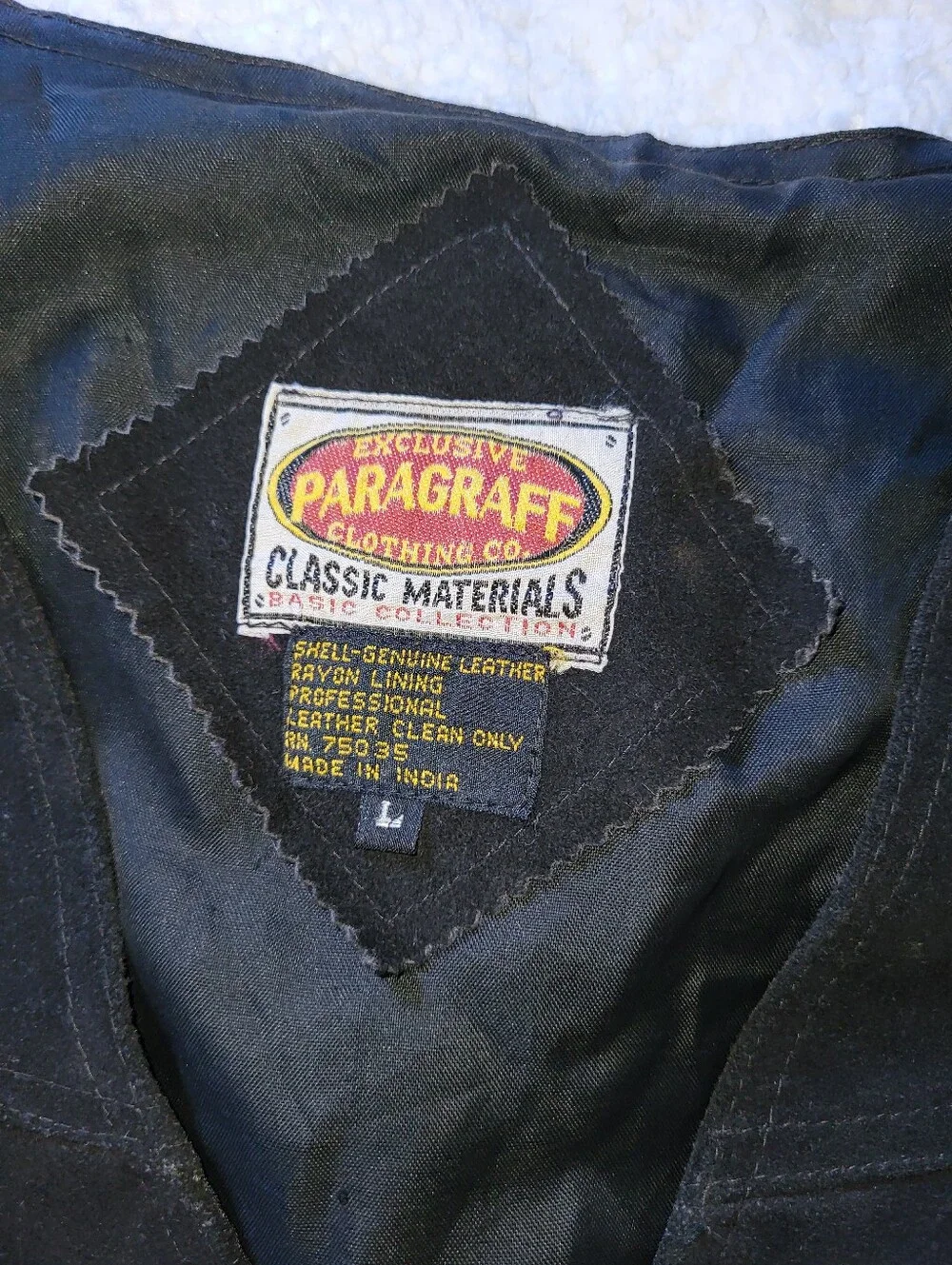 Vintage Men's Black 100% Genuine Leather Vest Suede Biker Vest Paragraff Large